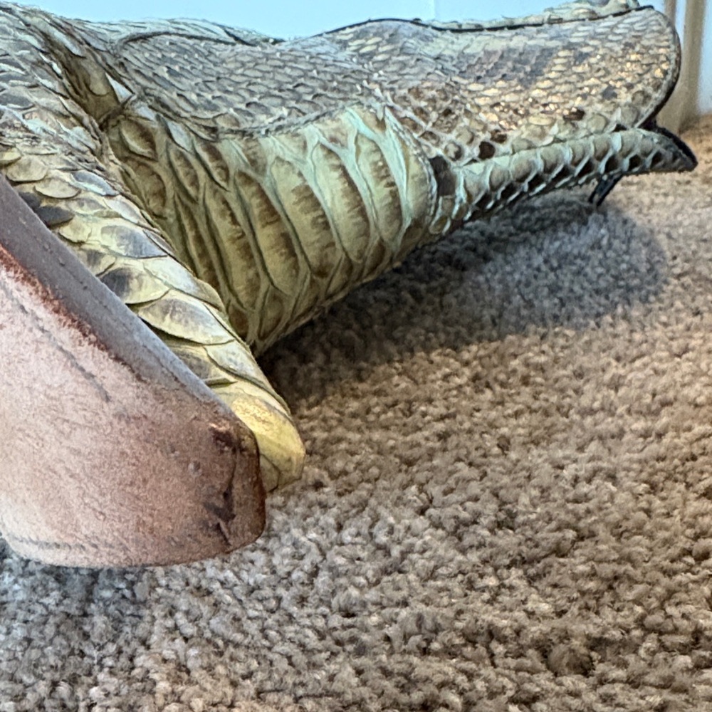 Old Gringo Snakeskin Ankle Boots in Green and Brown - Picture 8 of 12